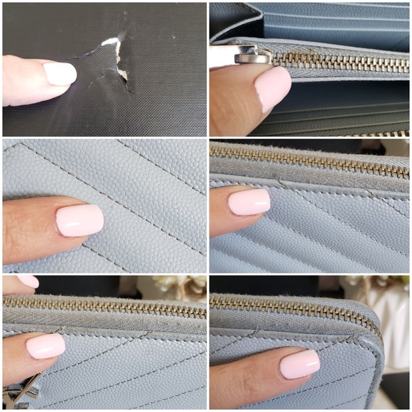 Authentic Pre-owned Yves Saint Laurent Grain De Poudre Chevron Wallet - Picture 9 of 11